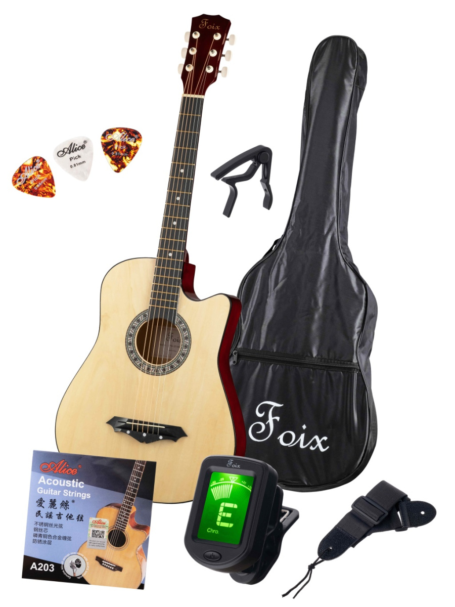FFG-2038CAP-NA Акустическая гитара+Аксессуары, натуральная, Foix купить в prostore.me