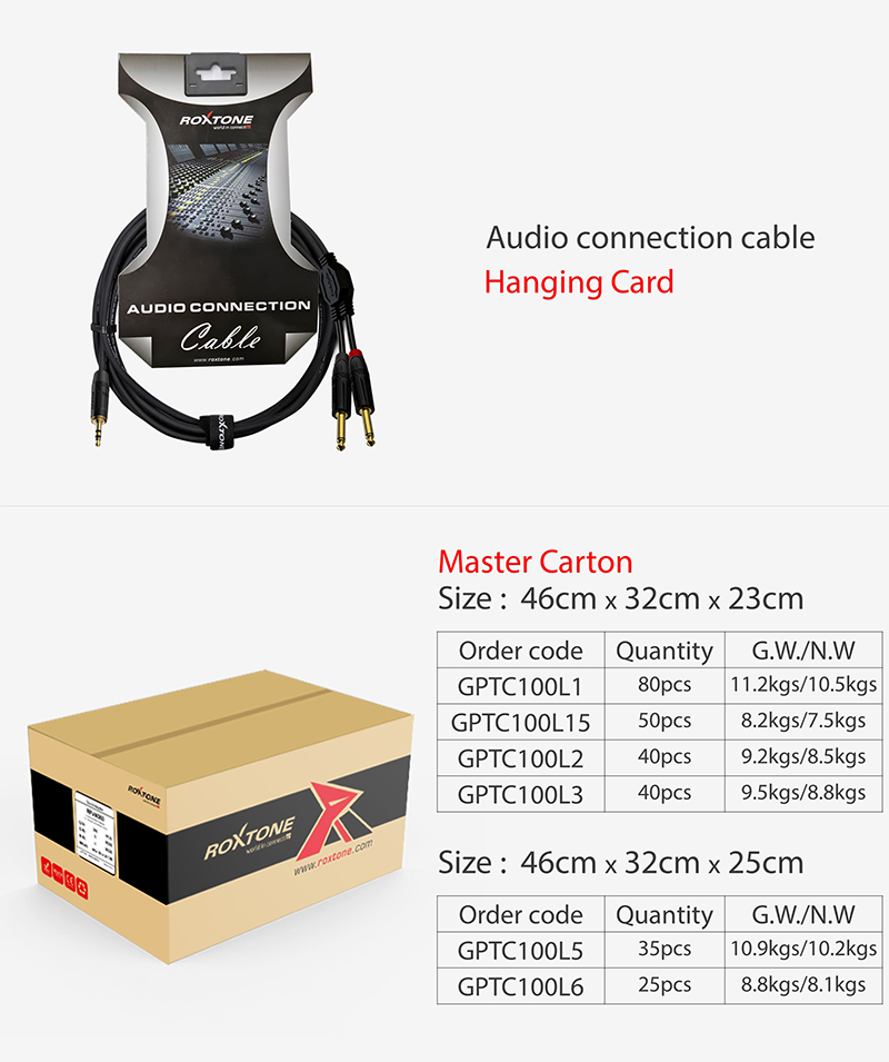 ROXTONE GPTC100/2 Аудио-кабель, 5,5mm, 3,5mm stereo Jack -2x6,3mm mono Jack, 2 м купить в prostore.me