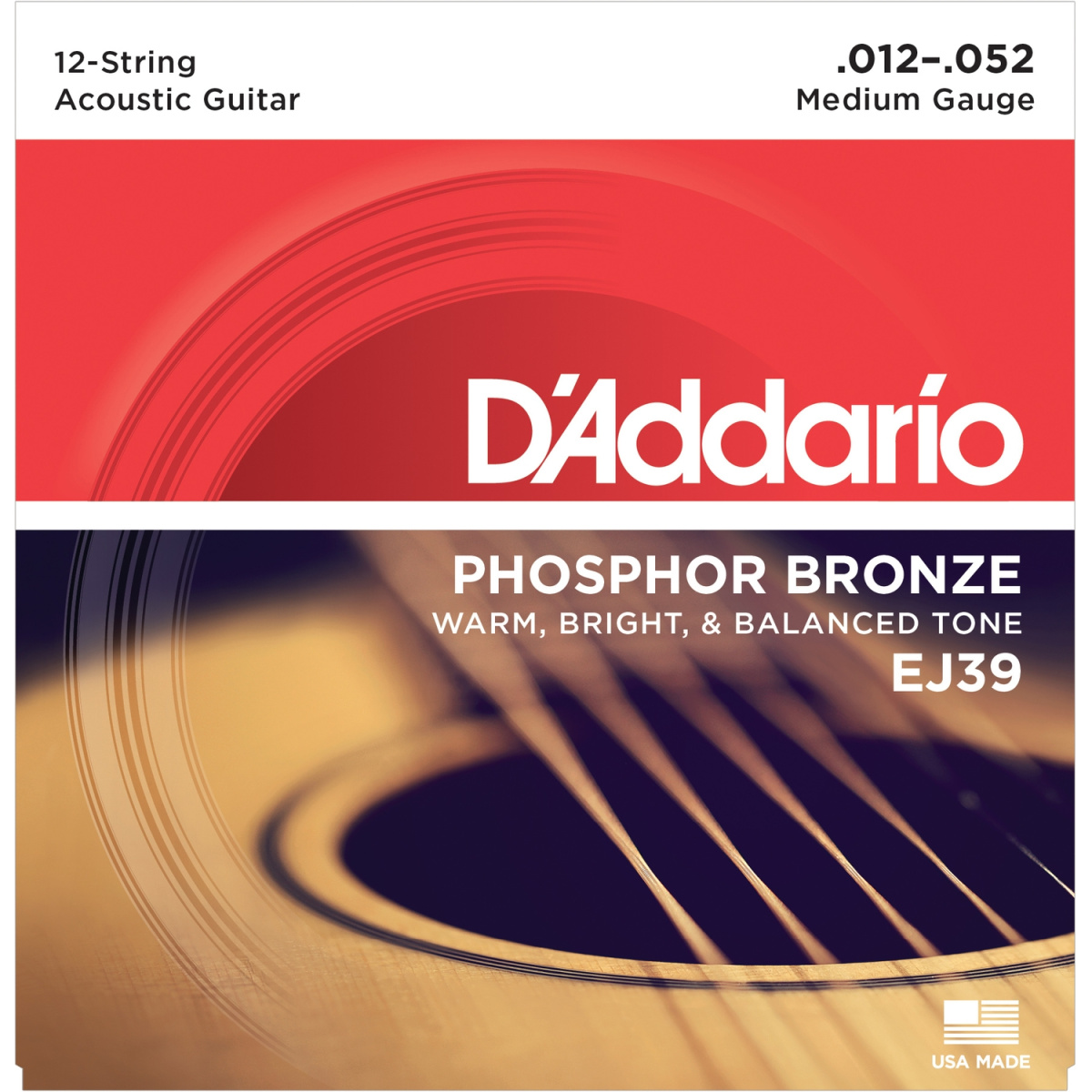 D'Addario EJ39 - струны для 12-струнной гитары, фосфор-бронза, Medium 12-52 купить в prostore.me