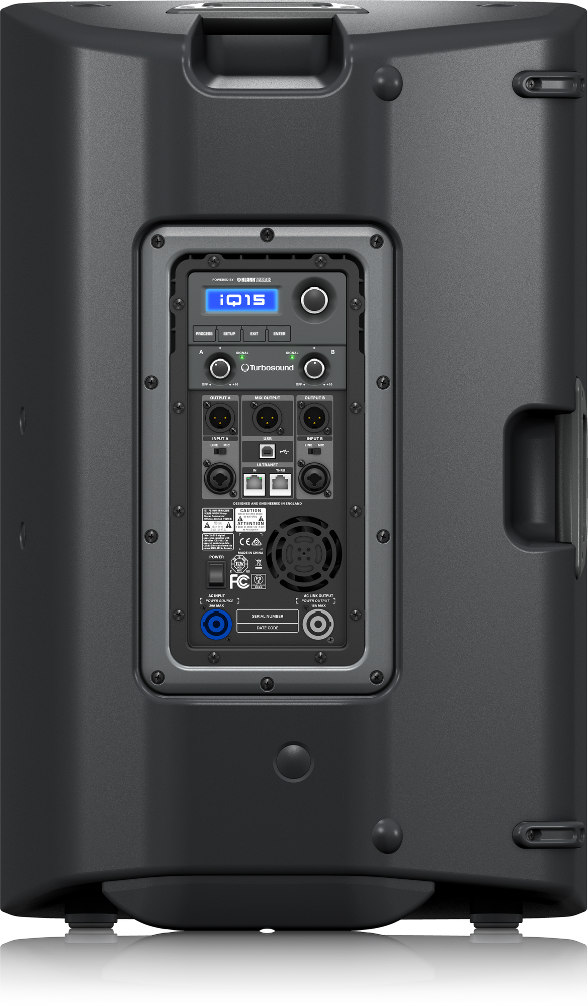 TURBOSOUND iQ15 - 2-х полосная активная акустич.система, би-амп,15"+1", 2500Вт макс, 132дБ, DSP, USB купить в prostore.me