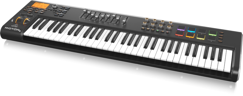 Behringer MOTOR 61 - USB/MIDI клавиатура, 61 клавиша, 9 моторизированных 60 мм фейдеров, 8 пэдов купить в prostore.me