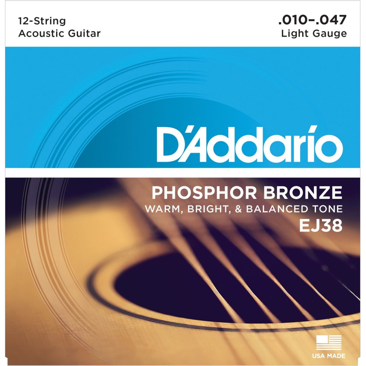 D'Addario EJ38 - струны для 12-струнной гитары, фосфор-бронза, Light 10-47 купить в prostore.me