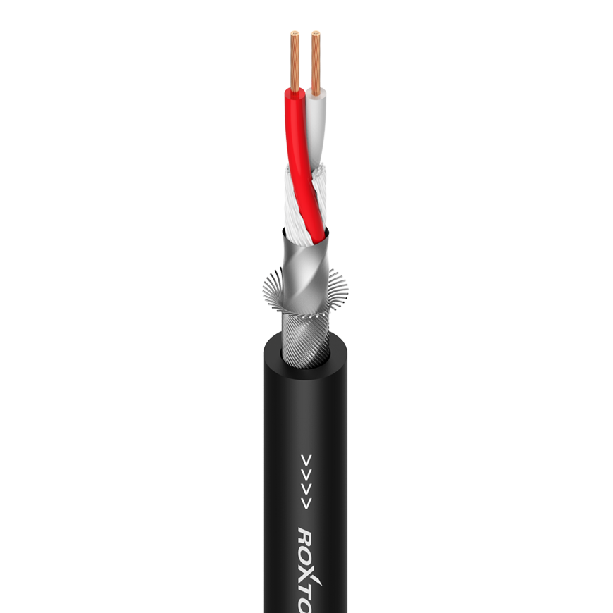 ROXTONE MC020/100 Black Симметричный микрофонный кабельюю. 2x0,25мм2., D 6,5 мм. купить в prostore.me