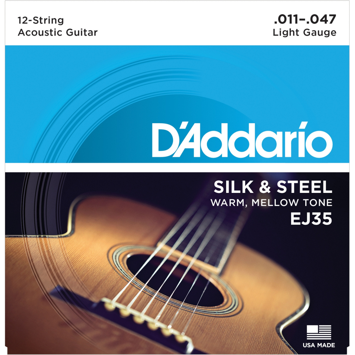 D'Addario EJ35 - струны для 12-струнной гитары, шёлк/сталь 11-47 купить в prostore.me