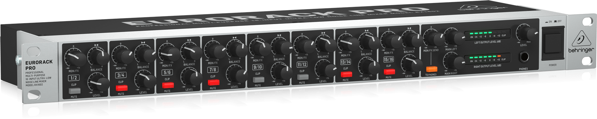 картинка Behringer RX1602 V2 микшер рэковый, 8 моно/стерео,16 балансных линейных входов от магазина prostore.me