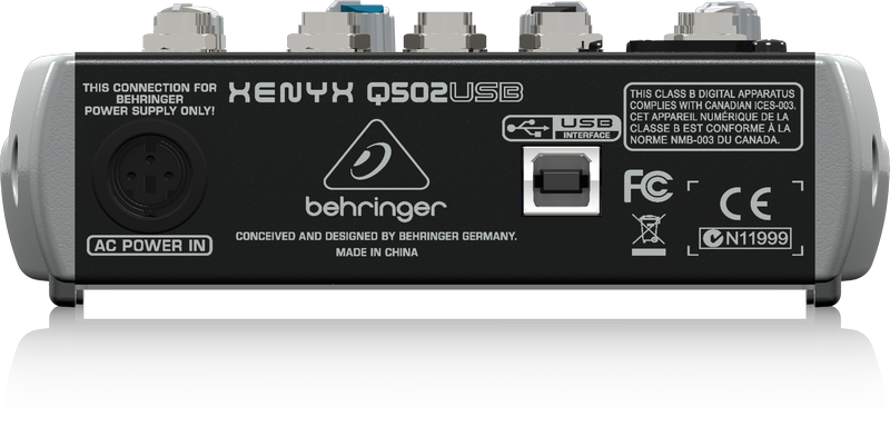 BEHRINGER Q502USB - микшер 5 каналов, встр. USB, 2-х полосный эквалайзер, компрессор купить в prostore.me