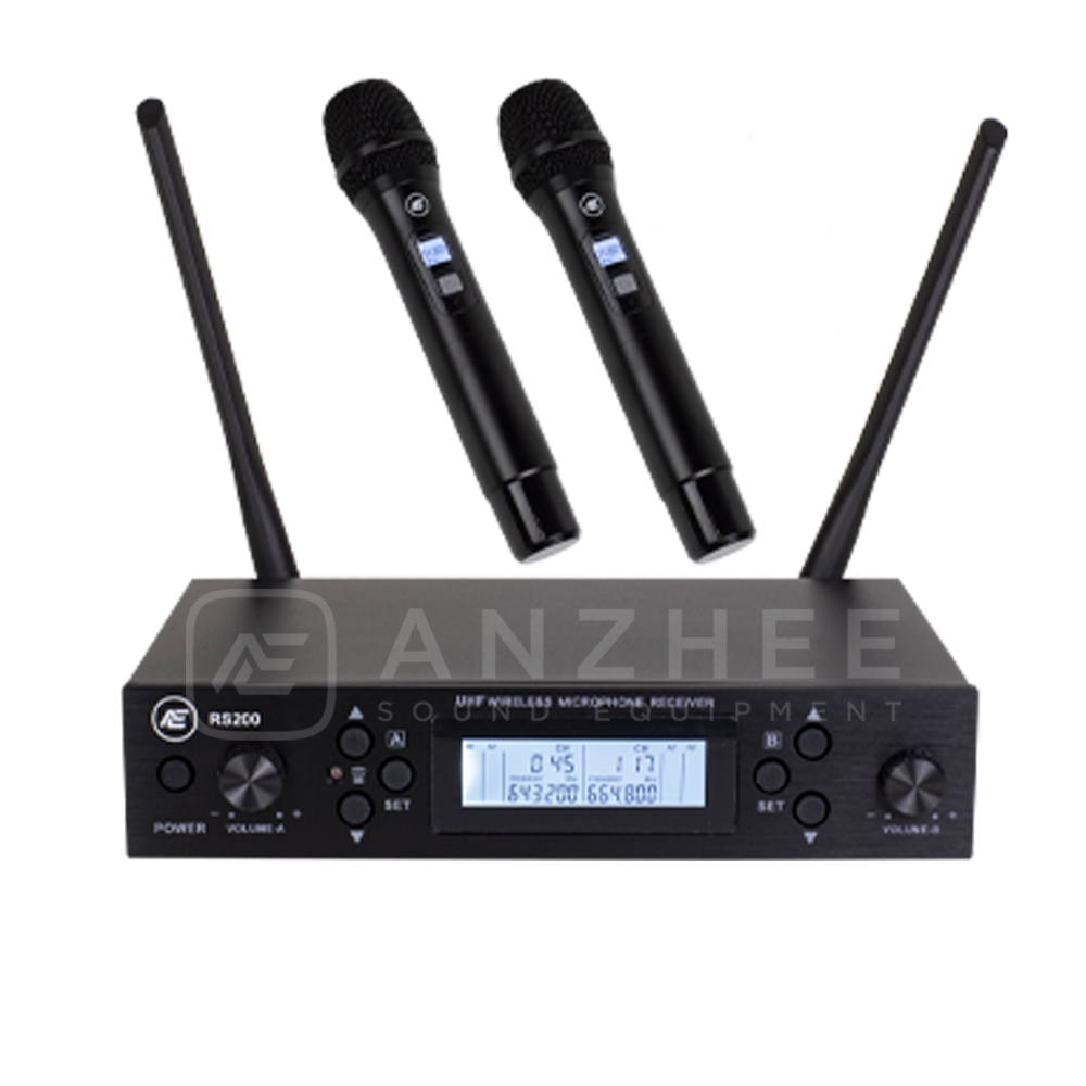 Anzhee RS200 dual HH Профессиональная 2 канальная вокальная радиосистема с двумя ручными микрофонами