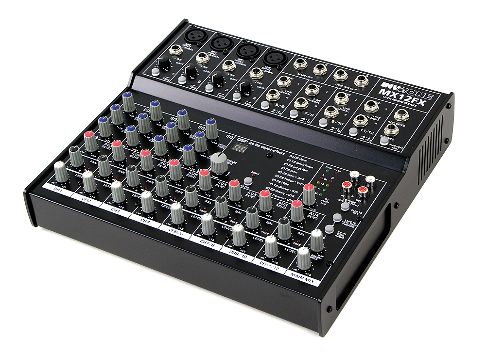 INVOTONE MX12FX - микшерный пульт 4 микрофонных входа XLR Jack,  4 стерео входа с балансными джеками купить в prostore.me