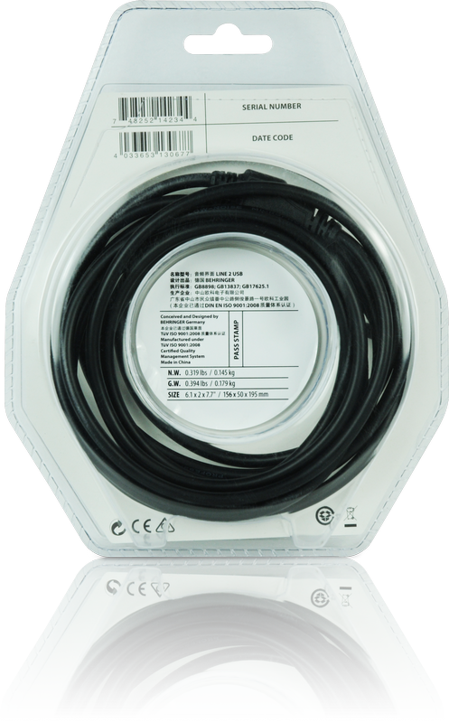 BEHRINGER LINE2USB - линейный стерео USB-аудиоинтерфейс (кабель), 44.1кГц и 48 кГц, длина 2 м. купить в prostore.me