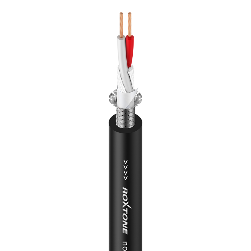 ROXTONE MC010/100 Black Симметричный микрофонный кабель, 2x0,30мм2., D 6,5 мм.
