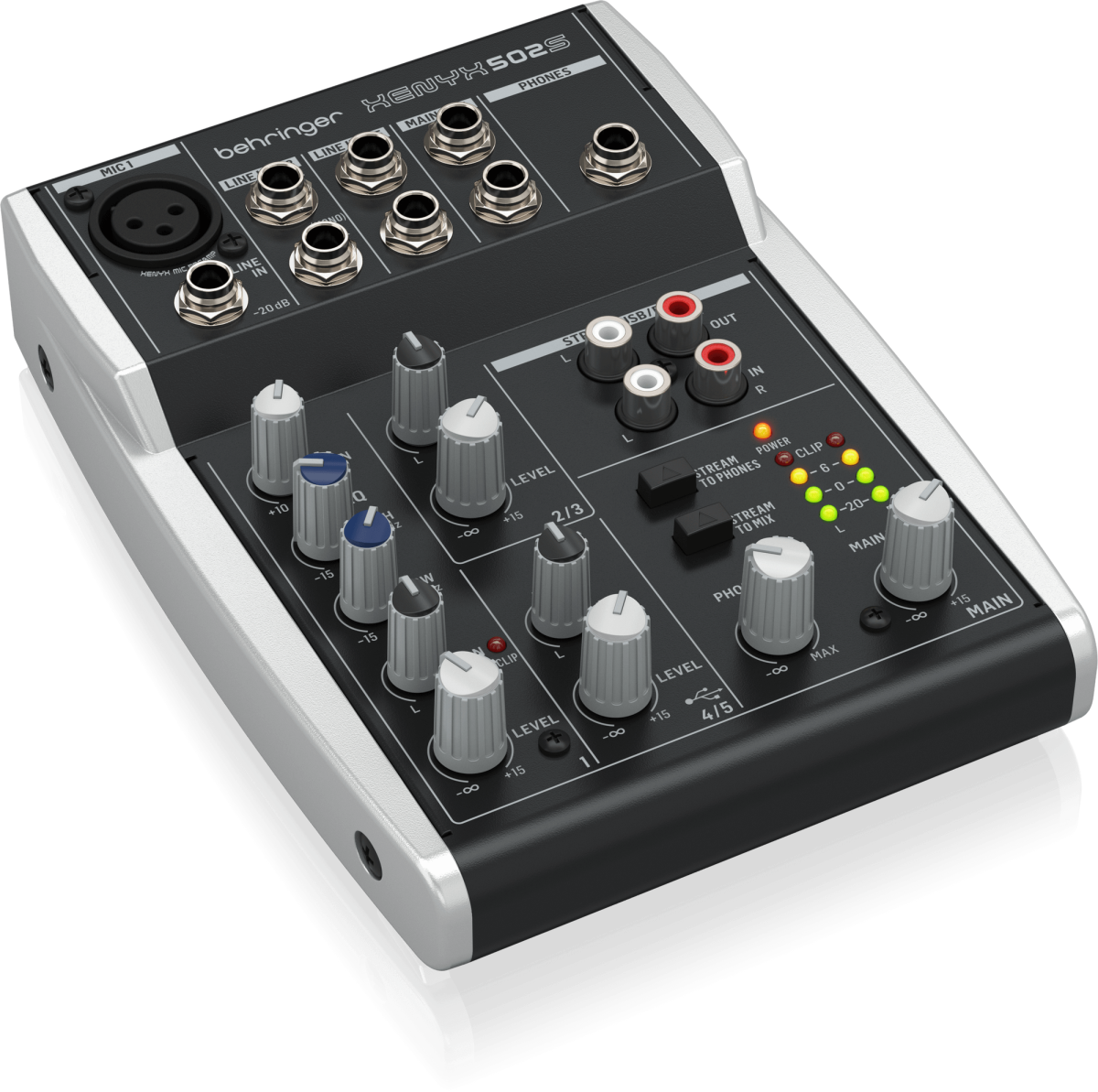 BEHRINGER XENYX 502S - микшерный пульт, 5 входов, 2  шины выходов, предусилители XENYX