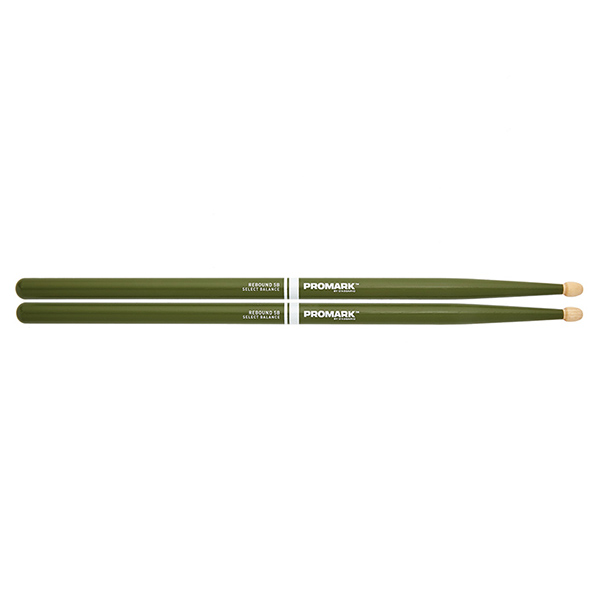 RBH565AW-GREEN 5A Rebound Барабанные палочки, зеленые, смещенный баланс, орех гикори, ProMark