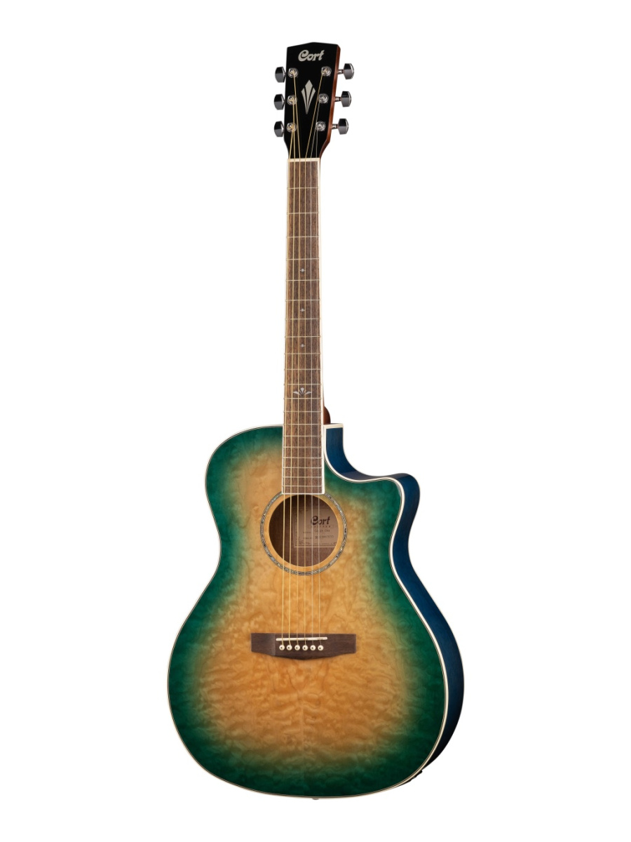GA-QF-CBB Grand Regal Series Электро-акустическая гитара, с вырезом, прозрачный синий, Cort купить в prostore.me