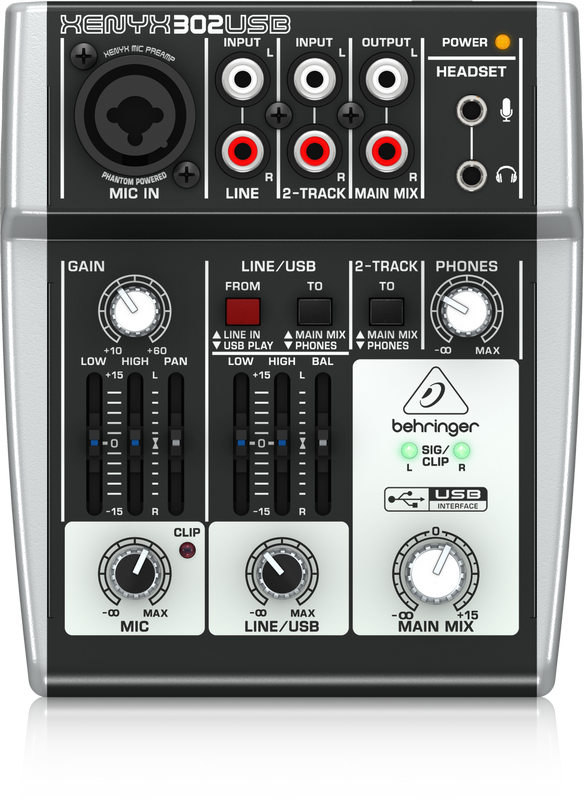 картинка Behringer 302USB аналоговый микшер, 3 канала, 1 мик. + 1 лин. стерео, USB-audio, Main L/R- RCA от магазина prostore.me