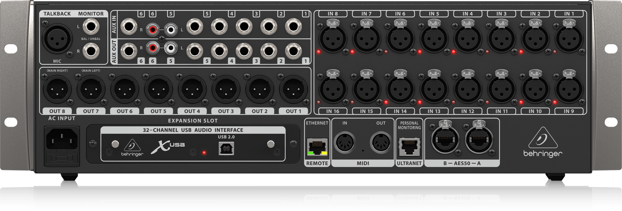 BEHRINGER X32 RACK - цифровой микшер, 16 входов, 8вых 25 шин, 8 стрео FX слотов купить в prostore.me