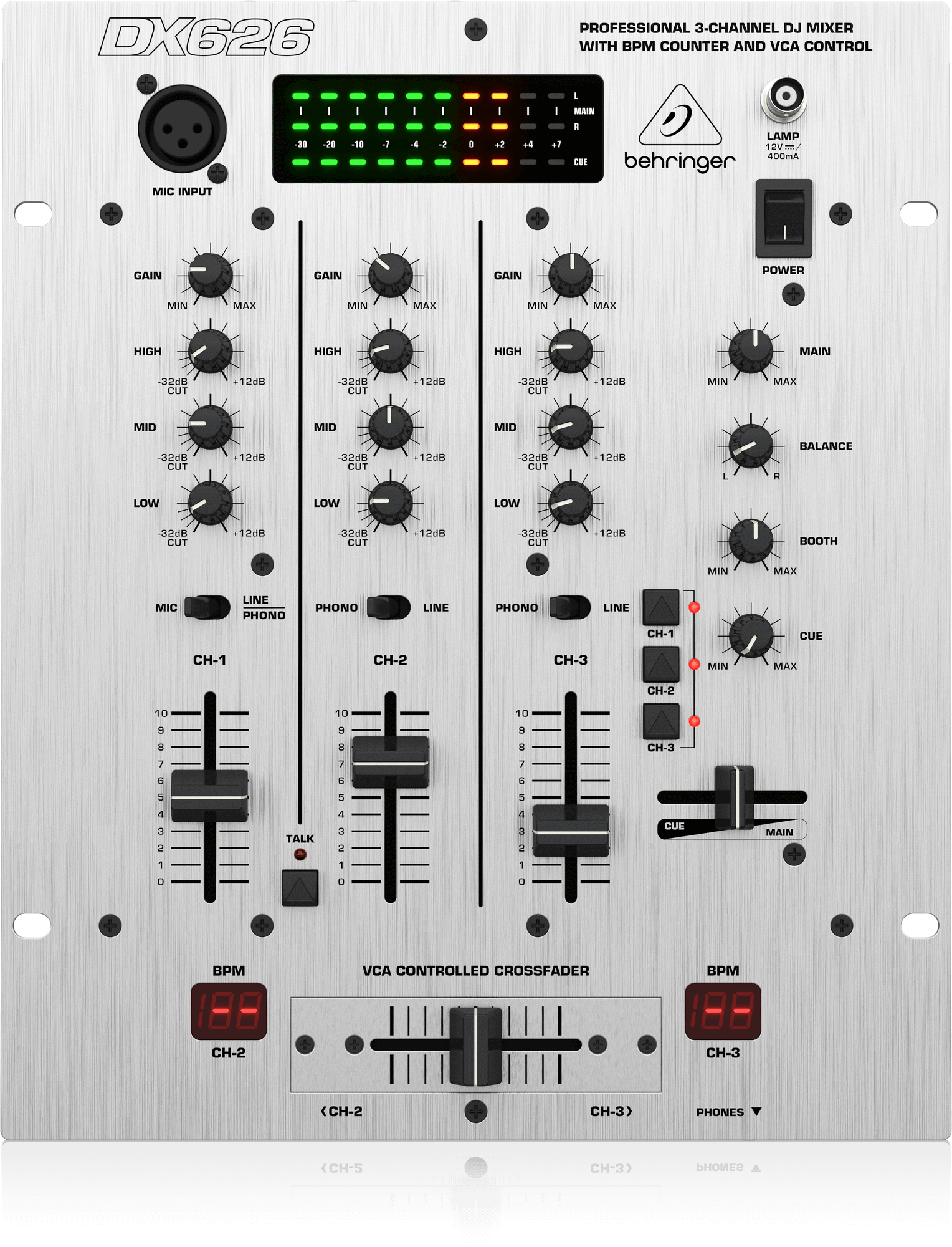 BEHRINGER DX626 - DJ микшер, 3 канала, кроссфейдер ULTRAGLIDE,эквалайзер купить в prostore.me