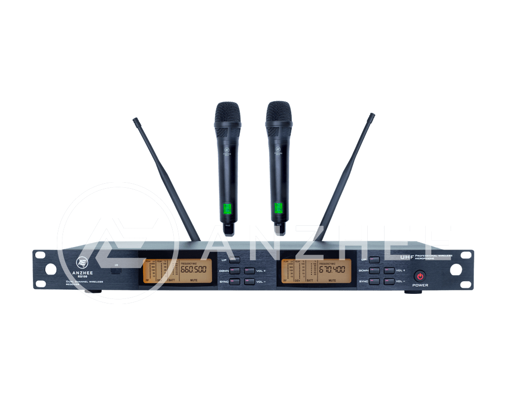 Anzhee RS100 dual HH Профессиональная 2 канальная радиосистема с двумя ручными передатчиками.  купить в prostore.me