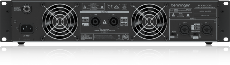 картинка BEHRINGER NX6000 - усилитель мощности, 2х1600 Вт/8 Ом, 2х3000 Вт/4 Ом, от магазина prostore.me
