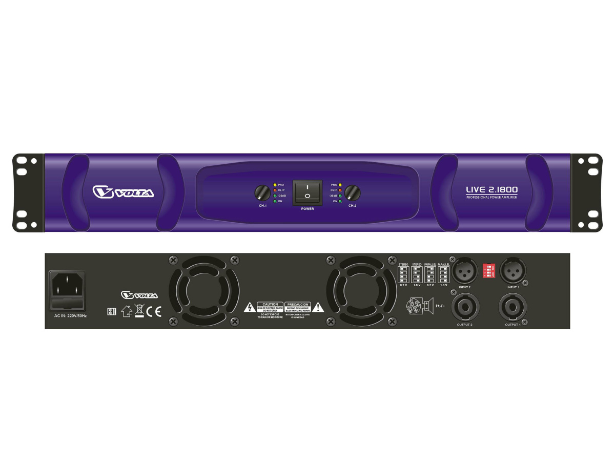 VOLTA LIVE 2.1800 Профессиональный усилитель мощности двухканальный. 2х1800 Вт\4 Ом, класс D купить в prostore.me