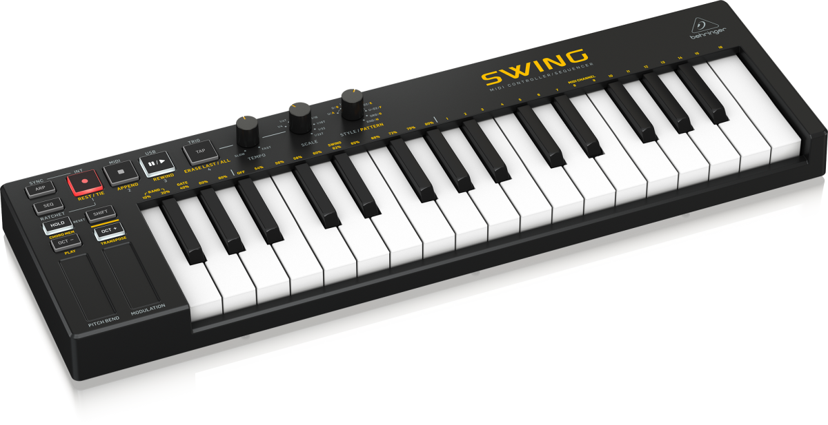 BEHRINGER SWING - USB MIDI контроллер, 32 клавиши, 64-шаговый секвенсор купить в prostore.me