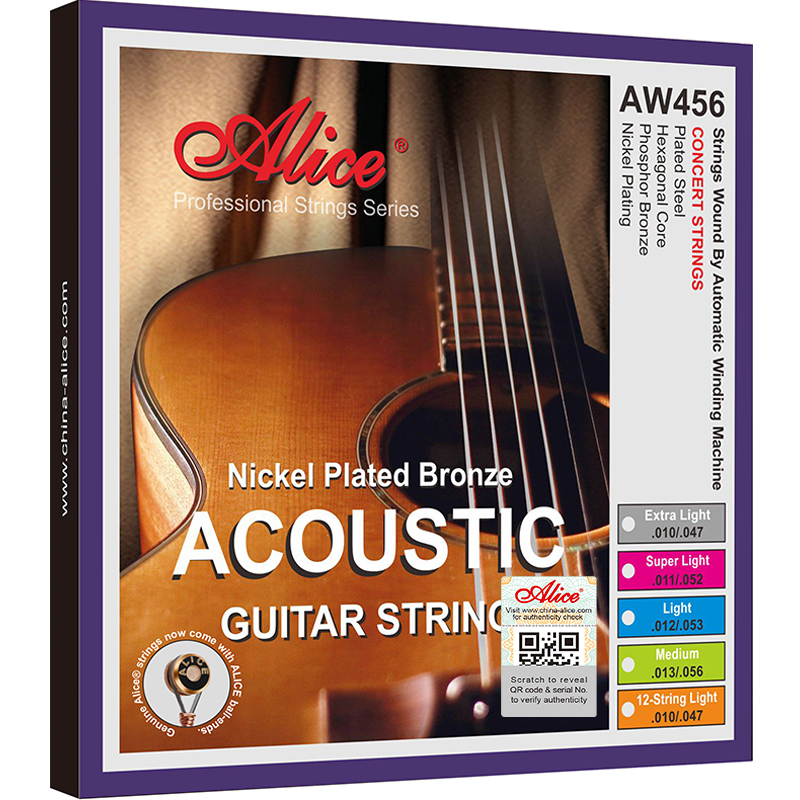 Alice AW456-SL Комплект струн для акустической гитары, никелированная бронза, 11-52. 
