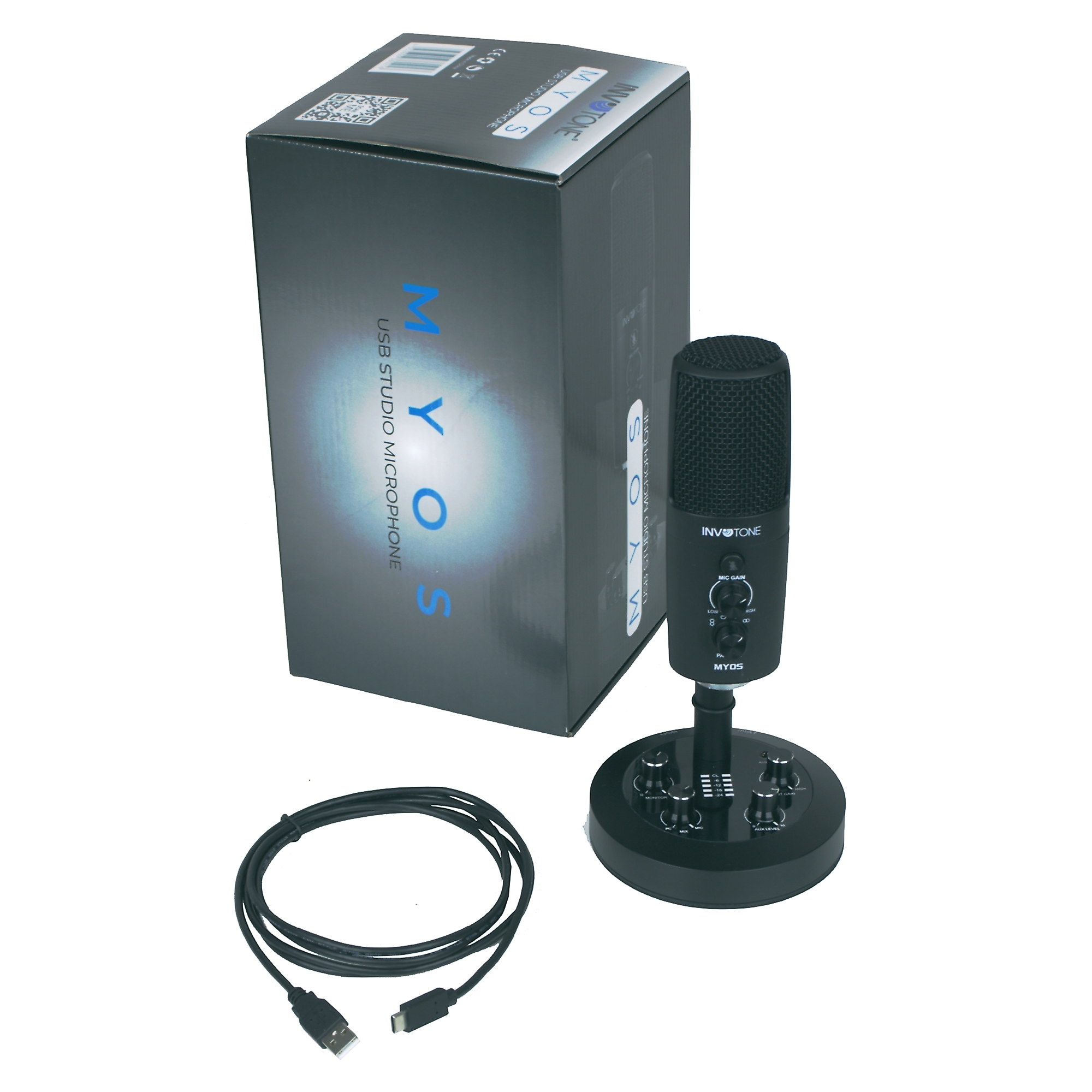 INVOTONE MYOS - настольный конденсаторный микрофон, 3 капсюля, USB интерфейс, 4 диаграммы направлен. купить в prostore.me