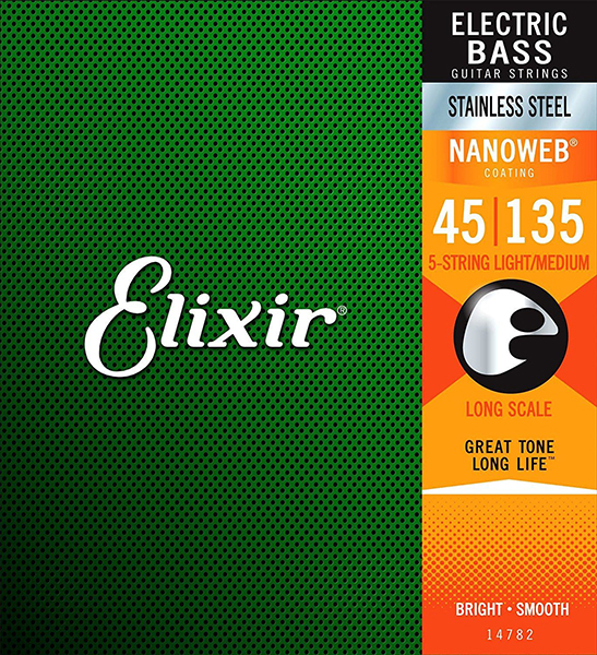 Elixir 14782 NANOWEB Комплект струн для 5-струнной бас-гитары, нерж.сталь, Light/Medium, 45-135. купить в prostore.me