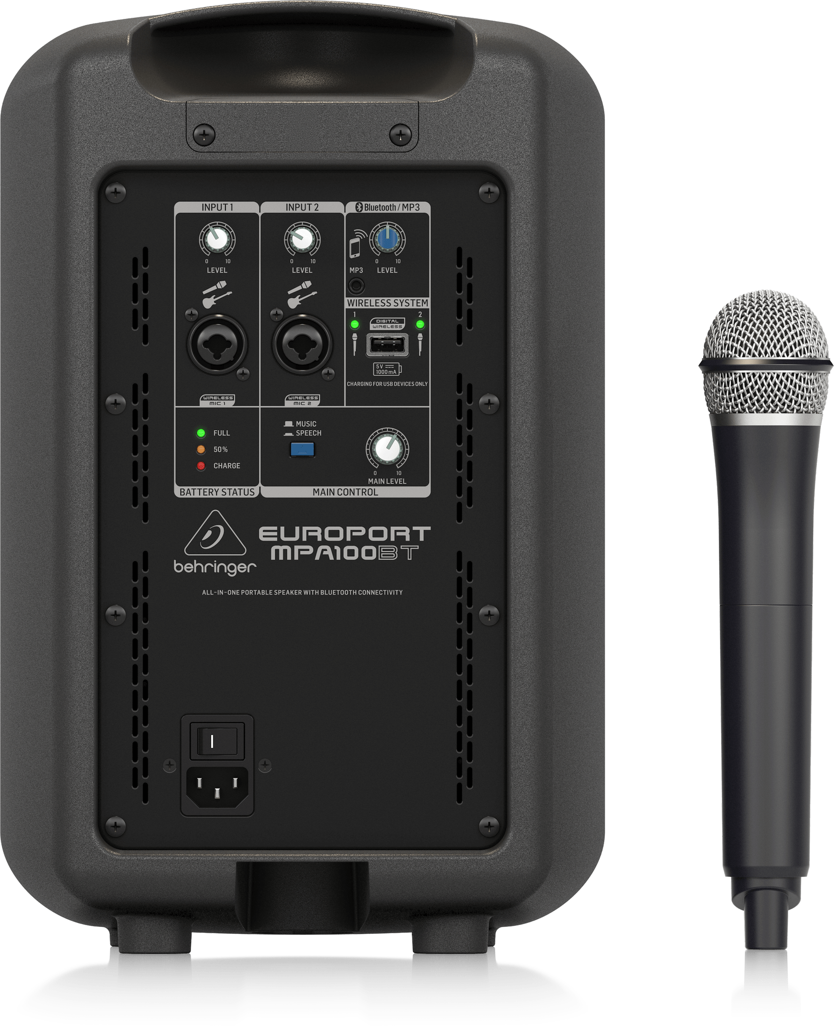 BEHRINGER MPA100BT - портативная система звукоусиления, 100 Вт, НЧ 6", ВЧ 0.75", Bluetooth купить в prostore.me
