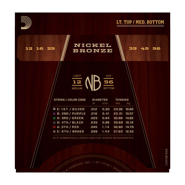 D'Addario NB1256 - струны для акустической гитары,Light Top/Med Bottom, 12-56 купить в prostore.me