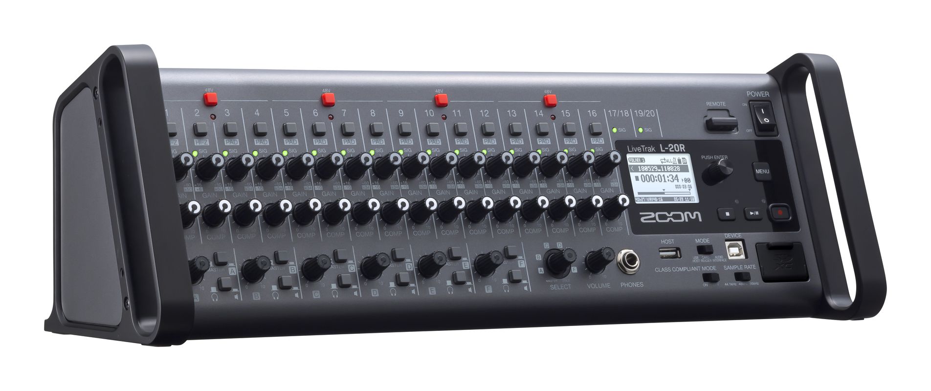 Zoom LiveTrak L-20R микшерная консоль, 20 дискретных аудиоканалов, рековое исполнение. купить в prostore.me