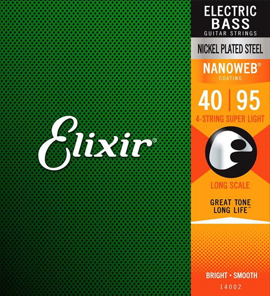 Elixir 14002 NANOWEB Комплект струн для бас-гитары, никелированные, Super Light, 40-95, Elixir купить в prostore.me