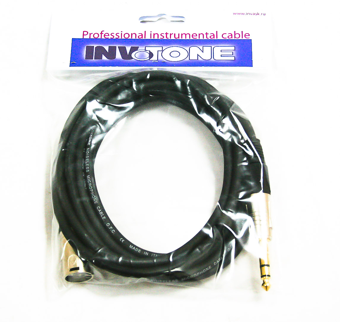 INVOTONE ACM1003S/BK - микрофонный кабель, 6,3 джек стерео <-> XLR (папа), длина 3 м (черный) купить в prostore.me