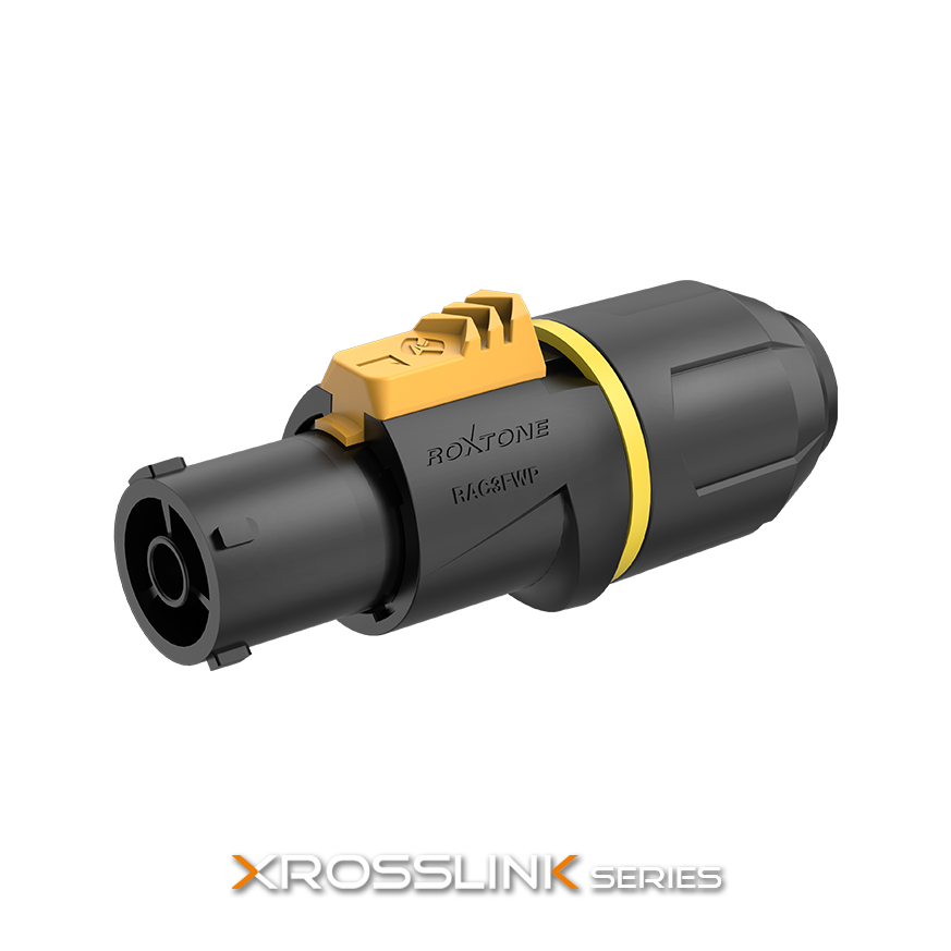 ROXTONE RAC3FWP yellow ring Разъем кабельный типа powercon, пыле и влаго защищенный (IP65)