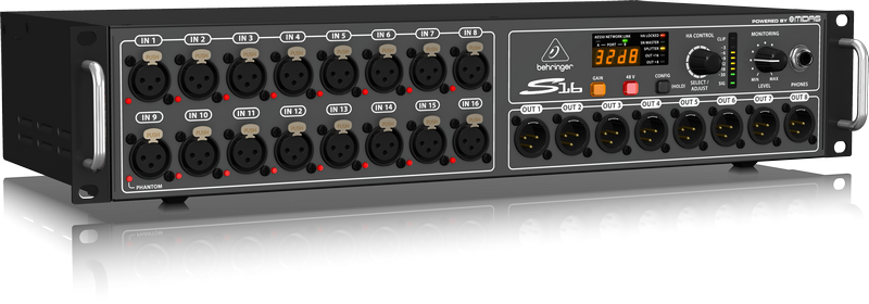 BEHRINGER S16 - коммут. блок для цифр. микш (16 мик/лин вх, 8 ан вых) ADAT, MIDI, USB