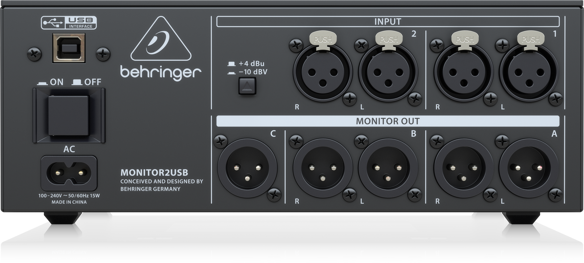 BEHRINGER MONITOR2USB - мониторный контроллер, 3 выхода на мониторы купить в prostore.me