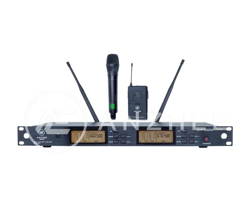 Anzhee RS100 dual HB Профессиональная 2 канальная радиосистема с ручным и поясным передатчиками. купить в prostore.me