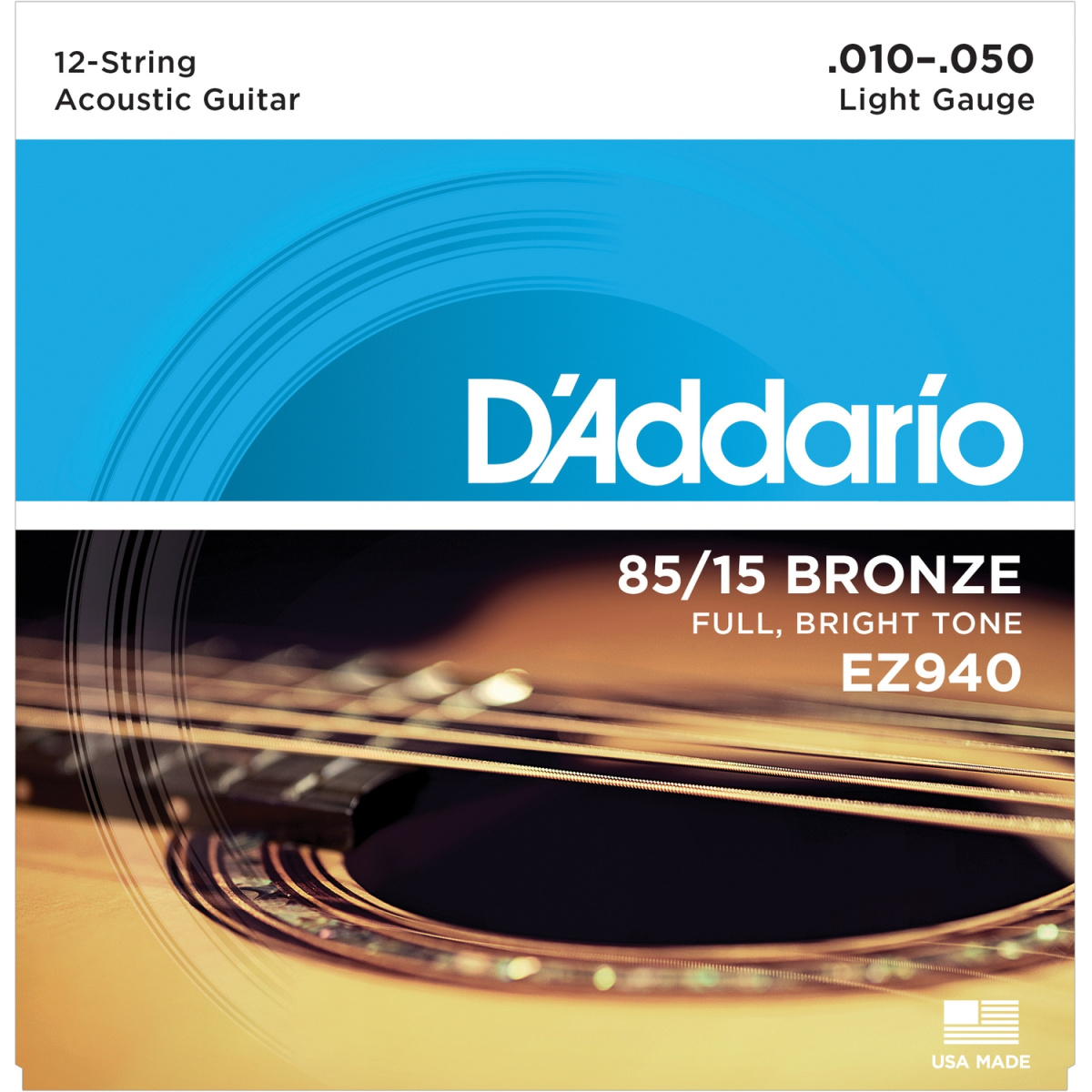 D'Addario EZ940 - струны для акуст. гитары, 12 струн, бронза 85/15, Light 10-50 купить в prostore.me
