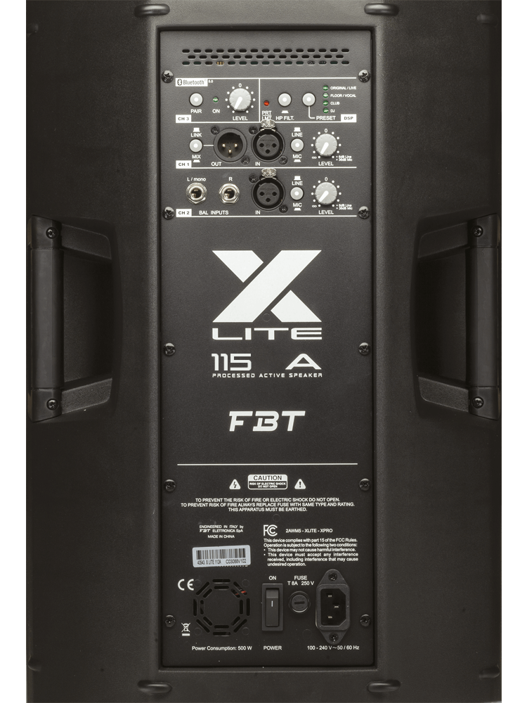FBT X-LITE 115A - двухполосная активная би-амп, акуст.система, НЧ 1200 Вт+ВЧ 300Вт,42 Гц-20 кГц, SPL купить в prostore.me