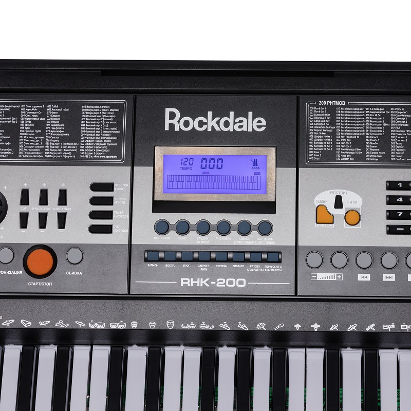 ROCKDALE Keys RHK-200. Синтезатор с автоаккомпанементом. 61 клавиша, стандартного размера. купить в prostore.me