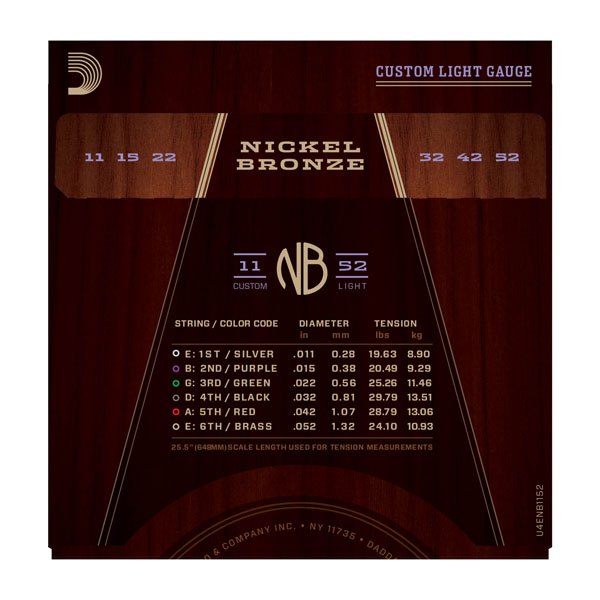 D'Addario NB1152 - струны для акустической гитары,Custom Light, 11-52 купить в prostore.me