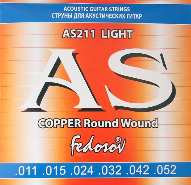 Fedosov AS211 Copper Round Wound Fedosov Комплект струн для акустической гитары, медь, 11-52. купить в prostore.me