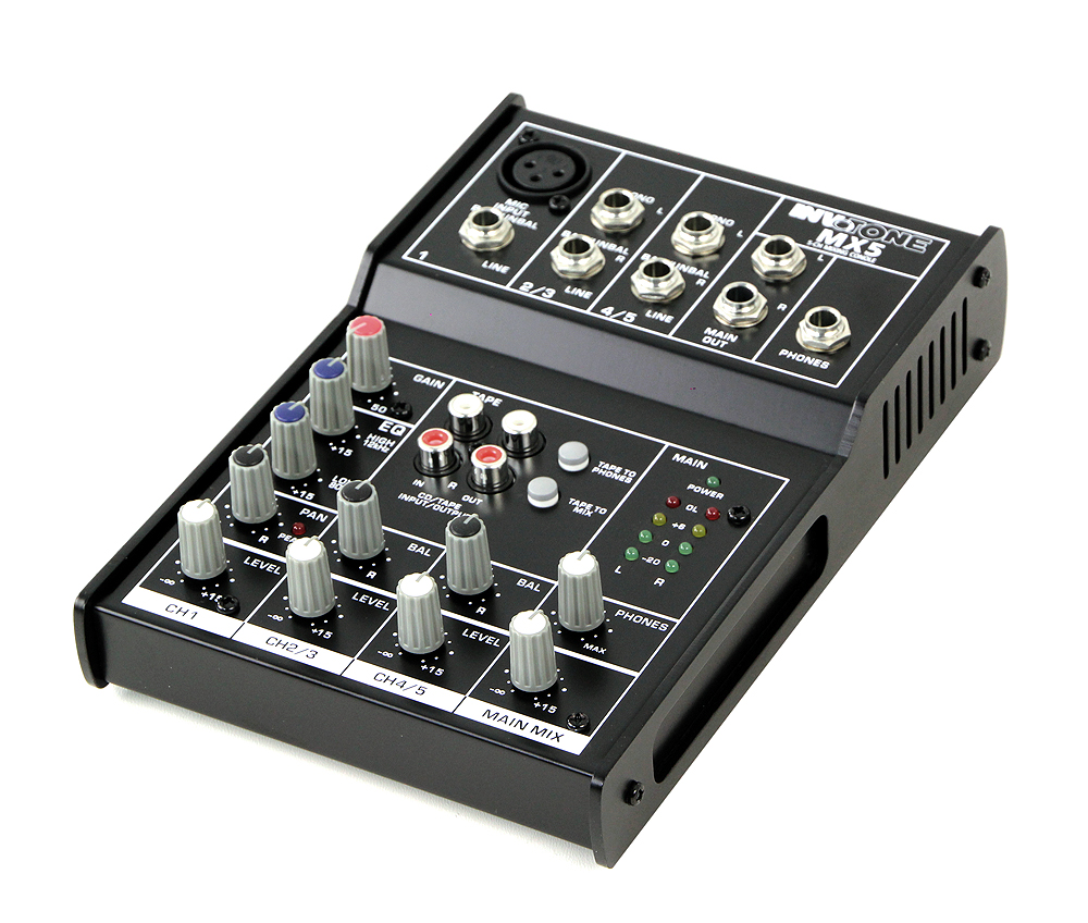 INVOTONE MX5 - микшерный пульт, 1 микрофонный вход, ,XLR и балансный Jack,2 стерео входа купить в prostore.me