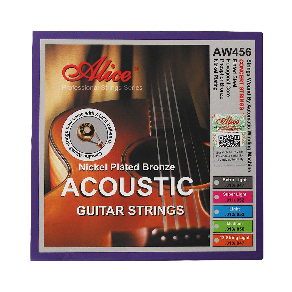 Alice AW456-L Комплект струн для акустической гитары, никелированная бронза, 12-53. купить в prostore.me