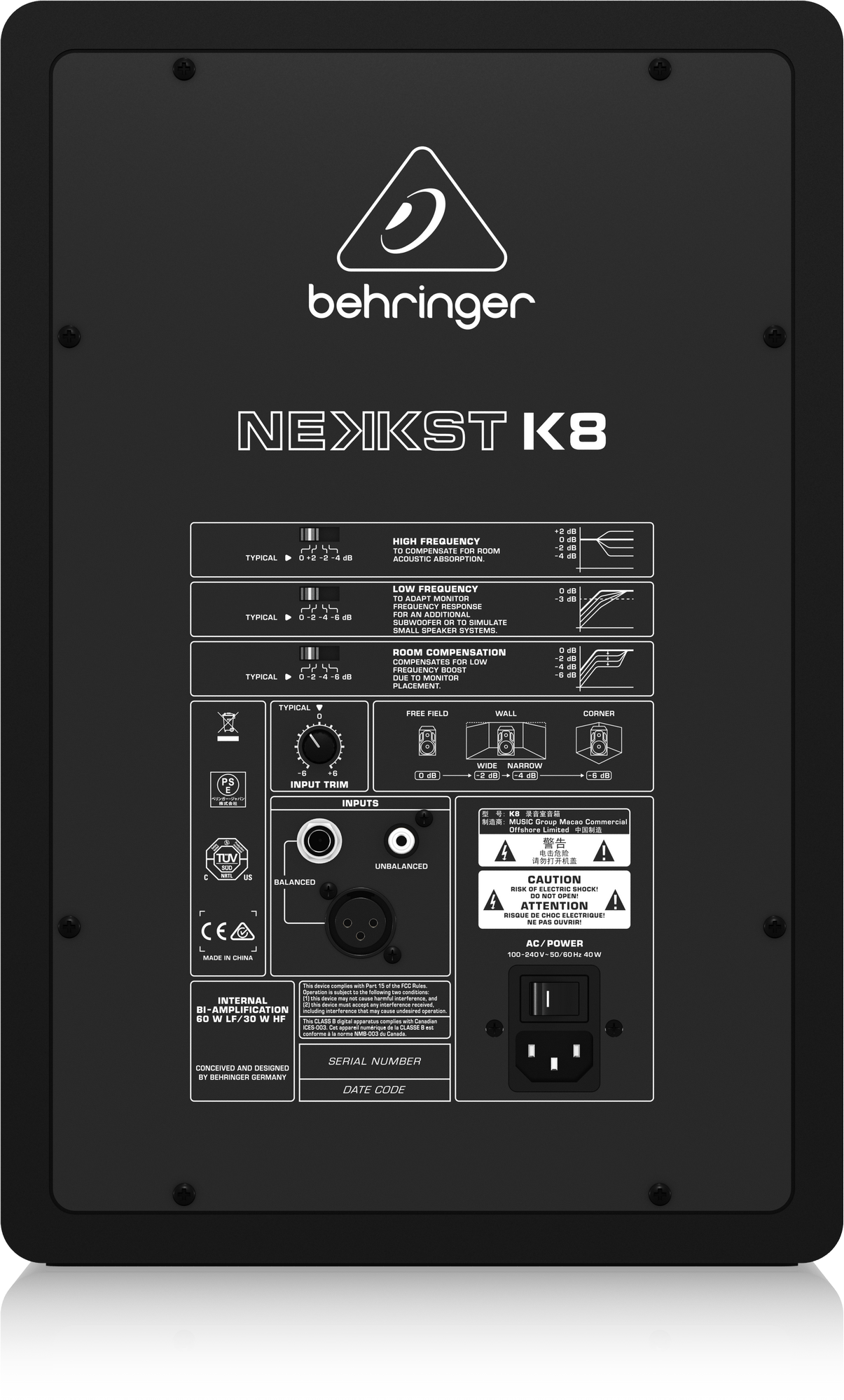 BEHRINGER K8 - активный двухполосный студийный монитор 8``, би-амп, 150 Вт купить в prostore.me