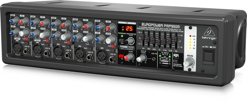 картинка Behringer PMP550M микшер-усилитель 500Вт•4Ом, 5 мик./лин.- каналов, процессор KLARK TEKNIK, FBQ от магазина prostore.me