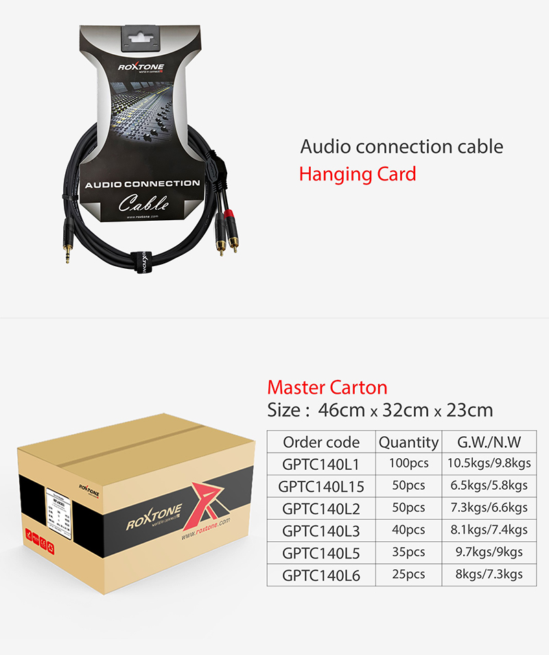 ROXTONE GPTC140/6 Аудиокабель, 3.5mm stereo Jack - 2xRCA, 6м купить в prostore.me