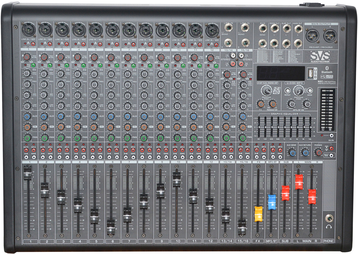 SVS Audiotechnik mixers AM-16 Микшерный пульт аналоговый, 16-канальный, 24 DSP эффекта, USB интерфей купить в prostore.me