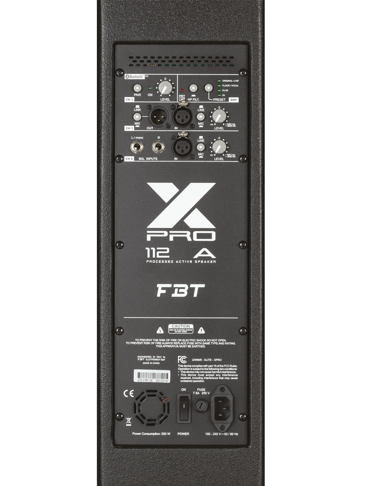 FBT X-PRO 112A - активная двухполосная би-амп акустическая система, НЧ 1200 Вт+ВЧ 300 Вт, DSP купить в prostore.me