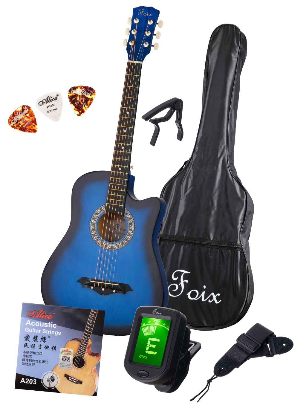 картинка FFG-2038CAP-BL Акустическая гитара+Аксессуары, Foix от магазина prostore.me