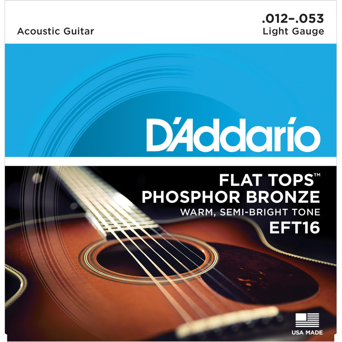 D'Addario EFT16 - струны для акустической гитары, фосфор-бронза, полир, Regular Light 12-53* купить в prostore.me